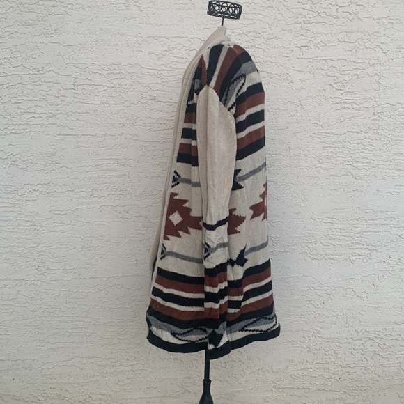 BB Dakota Aztec Santa Fe Wool Blend Open Front Sweater Cardigan - Picture 6 of 9